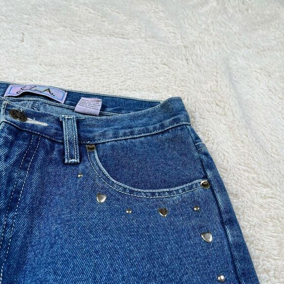 Vintage Y2K SLA Appliqué Heart Women’s Capri Cropped Jeans - Picture 3 of 9